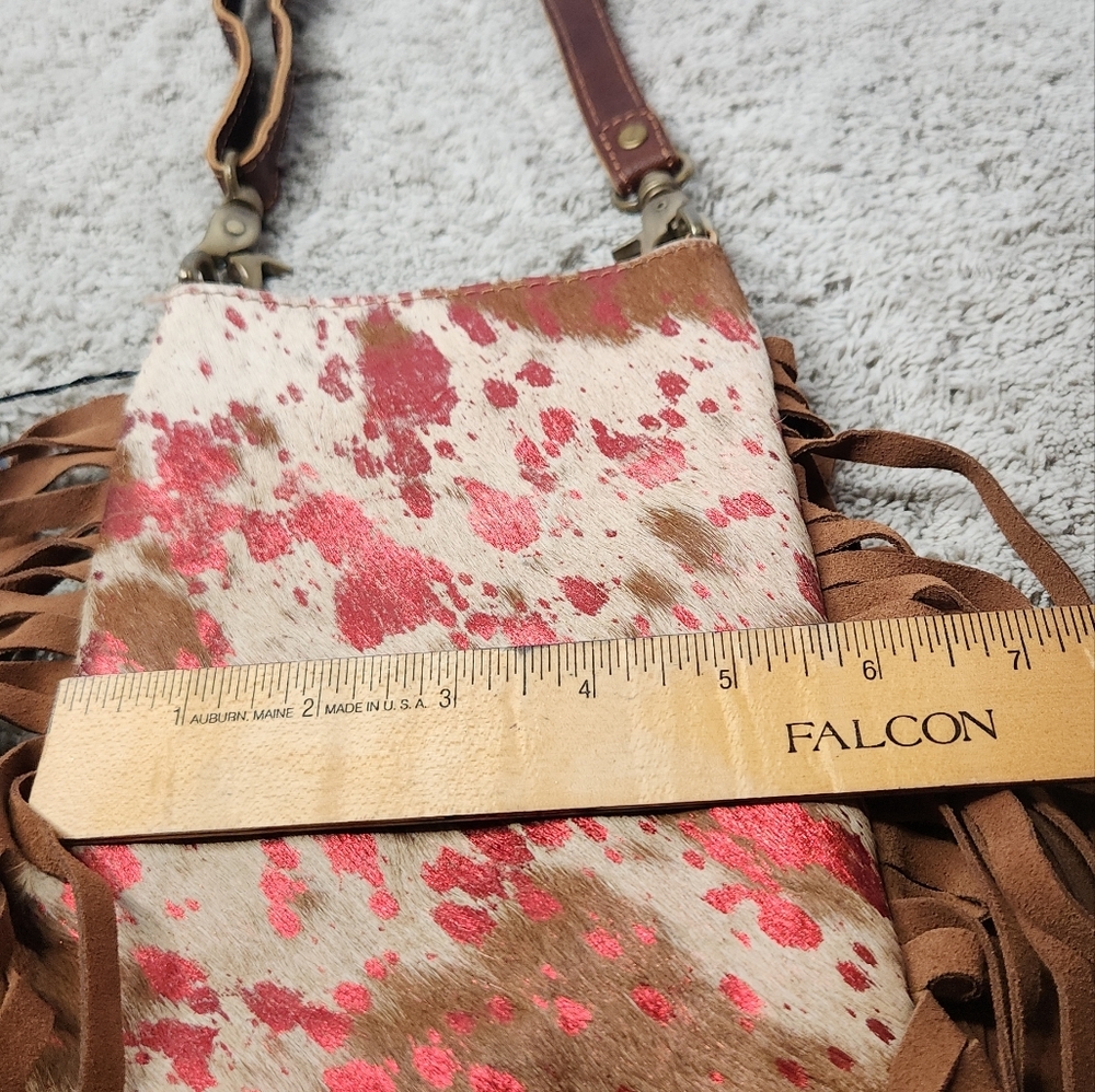 American Darling Crossbody Cowhide & Leather Purse With Fringe - Picture 6 of 13